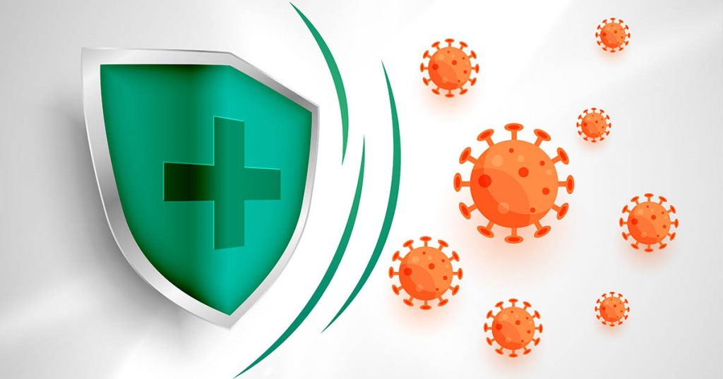 medical shield protecting coronavirus to enter background