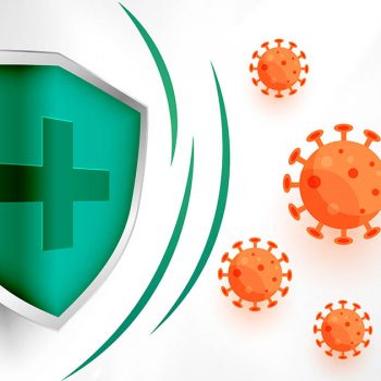 medical shield protecting coronavirus to enter background