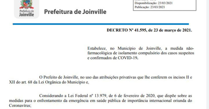 confira-a-integra-do-decreto-41-595-que-amplia-isolamento-e-preve-multa-ao-infrator-em-joinville